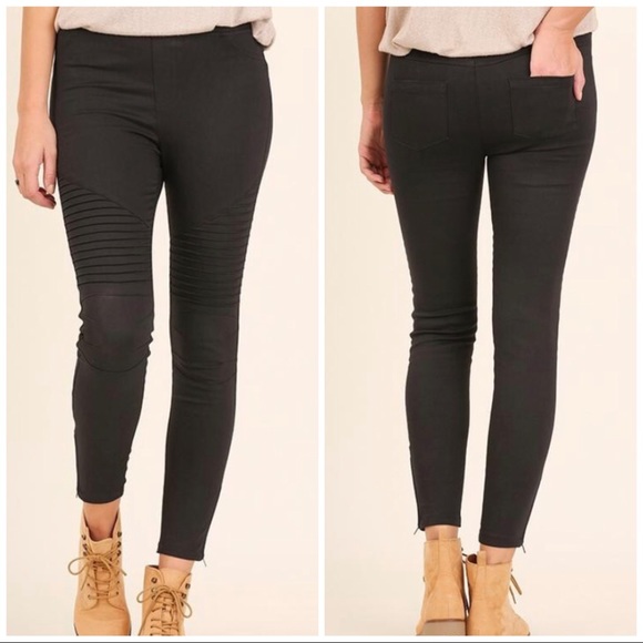 Black or Olive Washed Moto Jeggings - Picture 2 of 8